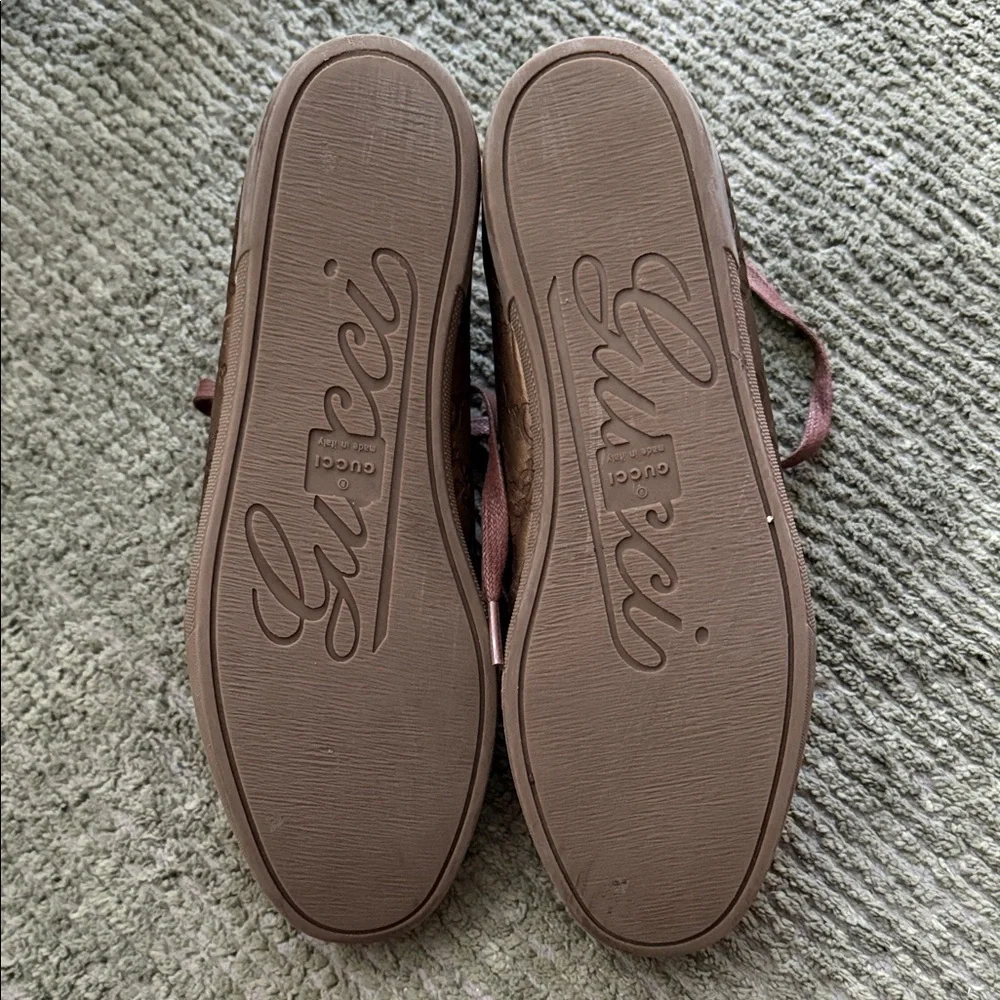 Gucci Brown Metallic High-Top Sneakers - Picture 3 of 7